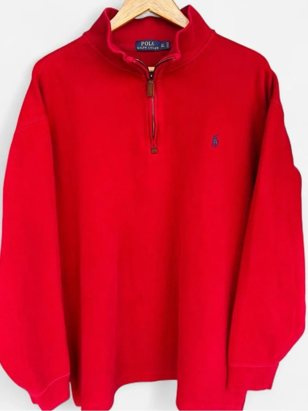 XLT Polo by Ralph Lauren Men's Half-Zip Sweater - Red with Navy Logo